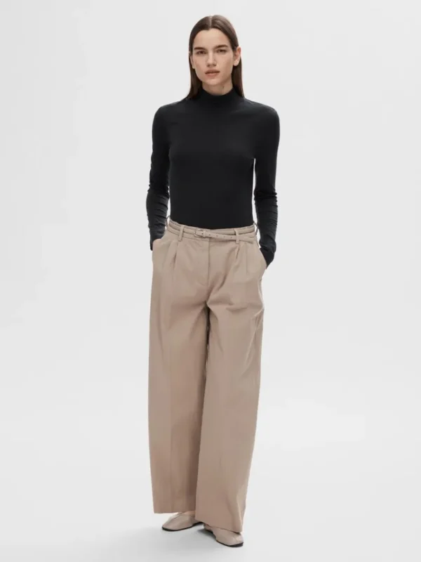 T-shirts | Toppe Og Bluser>SELECTED - HØJ HALS TOP Black
