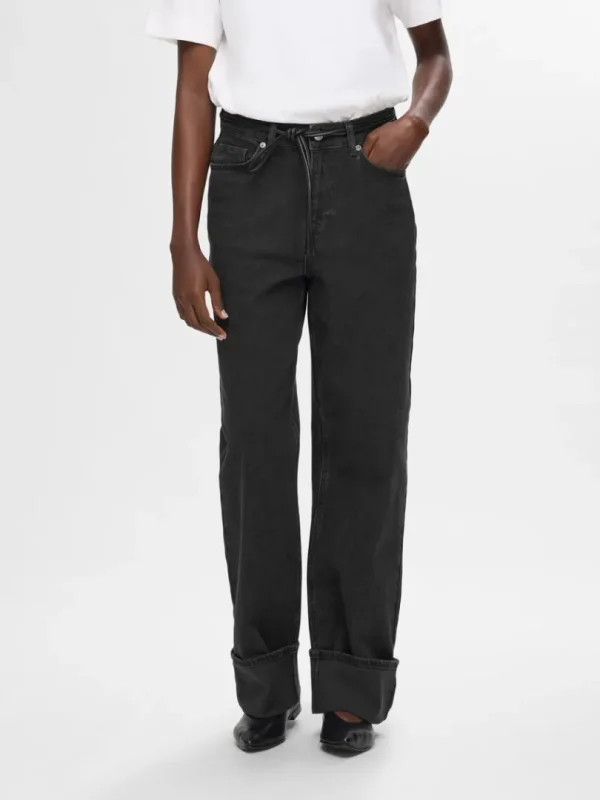 Jeans>SELECTED HØJTALJET WIDE FIT JEANS Black