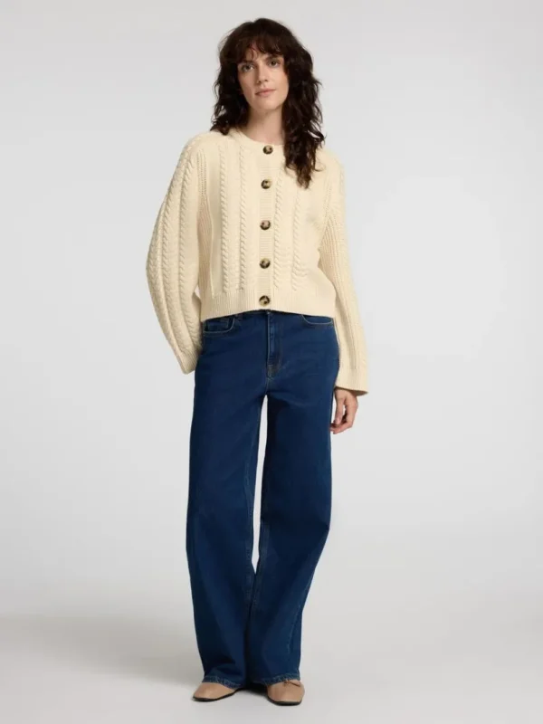 Strik>SELECTED KABELSTRIK CARDIGAN Beige