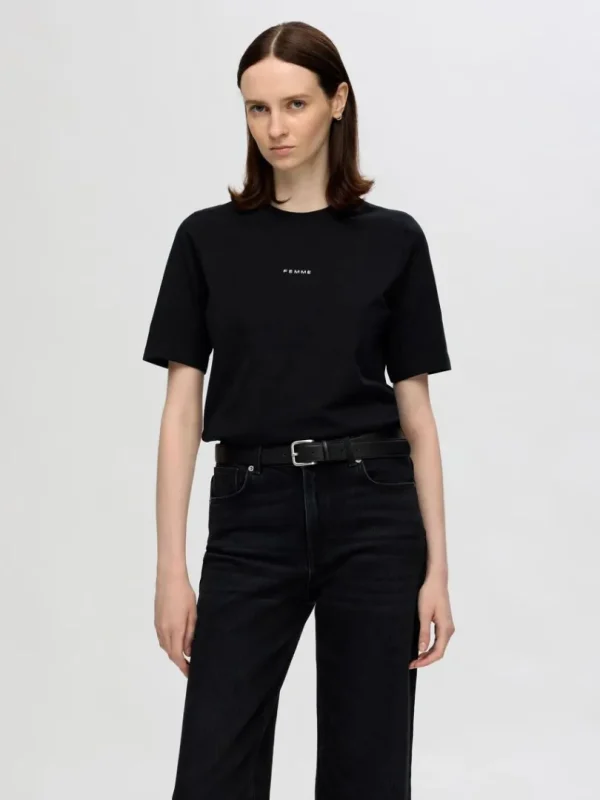 T-shirts>SELECTED KORTÆRMET BOMULD T-SHIRT Black