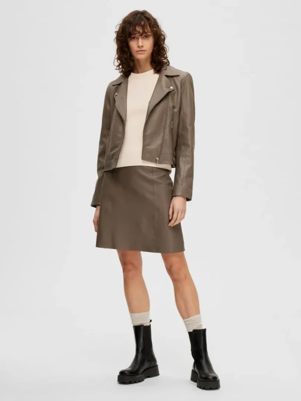 T-shirts | Toppe Og Bluser>SELECTED KORTÆRMET STRIKKET TOP Beige