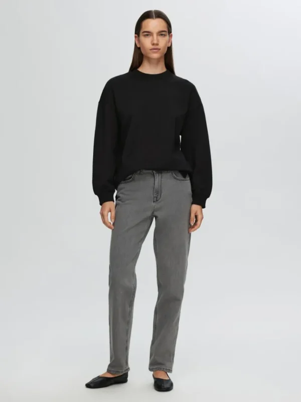 Hættetrøjer & Sweatshirts>SELECTED LANG SWEATSHIRT Black