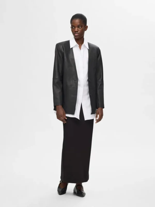 Jakkesæt & Blazers | Overtøj>SELECTED 100 % LÆDER BLAZER Black