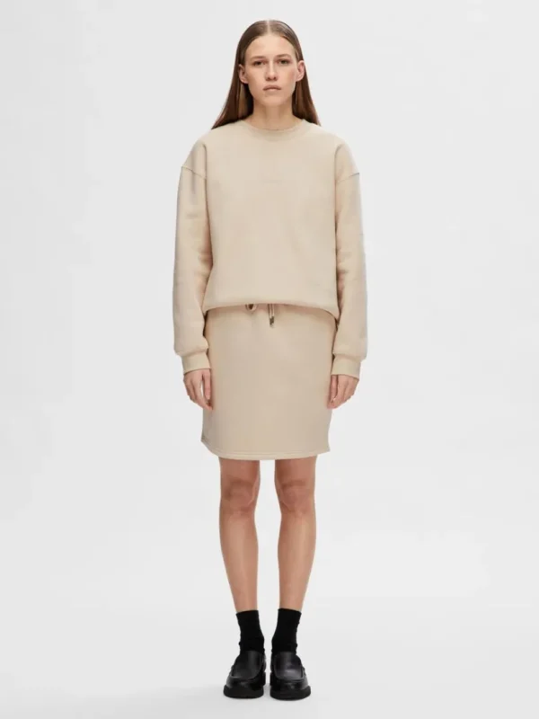 Hættetrøjer & Sweatshirts>SELECTED LOGO-BRODERET SWEATSHIRT Beige