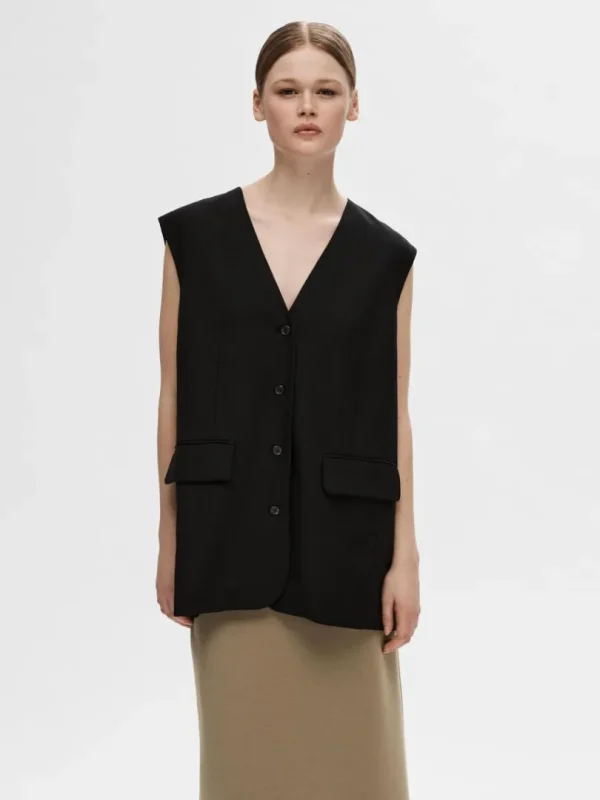 Jakkesæt & Blazers | Toppe Og Bluser>SELECTED OVERSIZED VEST Black