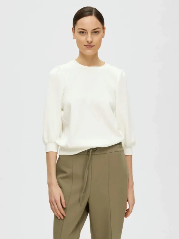 Hættetrøjer & Sweatshirts | Toppe Og Bluser>SELECTED PUFÆRME SWEATSHIRT White