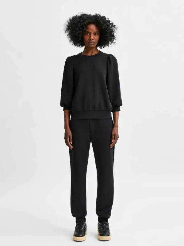 Hættetrøjer & Sweatshirts | Toppe Og Bluser>SELECTED PUFÆRME SWEATSHIRT Black
