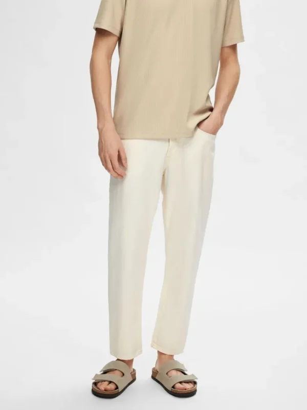 Jeans>SELECTED 180 RELAXED FIT CROPPED JEANS Beige